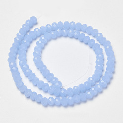 Light Sky Blue Glass Beads Strands, Imitation Jade, Faceted, Rondelle, Light Sky Blue, 3x2mm, Hole: 0.8mm, about 165~169pcs/strand, 15~16 inch(38~40cm)