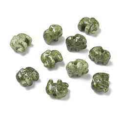 Olive Drab Vintage Handmade Porcelain Beads, Fancy Antique Glazed Porcelain, Elephant, Olive Drab, 10x12.5x7mm, Hole: 1.8mm