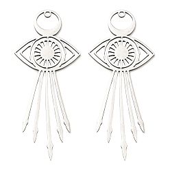 Нержавеющая Сталь Цвет Не тускнеющие 201 подвески из нержавеющей стали, лазерная резка, очарование глаз, цвет нержавеющей стали, 48.5x20.5x1 мм, отверстие : 1 мм