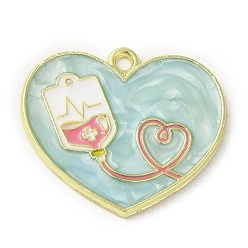 Другие Подвески из сплава с эмалью медицинской тематики, золотые, шарма сердца, внутривенное капельное, 21.5x25x1.5 мм, отверстие : 1.5 мм