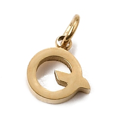 Letter Q 304 Edelstahl Reize, Brief Reize, poliert, Ionenbeschichtung (ip), echt 18 k vergoldet, Buchstaben q, 8x7x2 mm, Bohrung: 2.5 mm