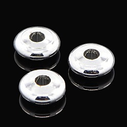 Silver Brass Beads, Rondelle, Silver Color Plated, 6x2mm, Hole: 2mm