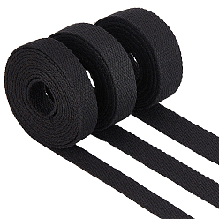 Черный 8.58 ярды 3 стили плоская поликоттоновая полоса, лямка для изготовления лямок для сумок, с пластиковыми стяжками из проволоки 3шт., чёрные, 20~32x1.5~2 мм, 2.86 м / стиль