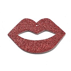 Lip Большие кожаные подвески, с железным кольцом, коллекция ко дню святого валентина, губа, 38x59x2 мм, отверстие : 1.6 мм