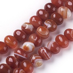 Chocolate Dyed Natural Banded Agate Beads Strands, Oval, Chocolate, 11~12x8.5~9.5mm, Hole: 1.2mm, about 41pcs/strand, 14.6 inch(37.1cm)
