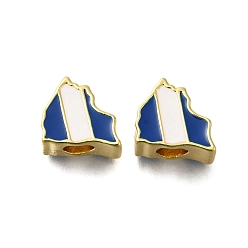 Настоящее золото 18K Стеллаж гальваника латунь эмаль европейский бисер, бусины с большим отверстием, без свинца и без кадмия, долговечный, карта, реальный 18 k позолоченный, 13x11x7 мм, отверстия: отверстие: 5x4.5 mm