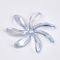 Светлый Стально-синий Подвески гальванизируйте стекла, лепесток, светло-стальной синий, 26x9x6 мм, отверстие : 1 мм