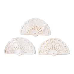 Морская Ракушка Резные подвески из натуральных белых ракушек, китайские веерные подвески, цвет морской раковины, 20x34x2 мм, отверстие : 1.2 мм