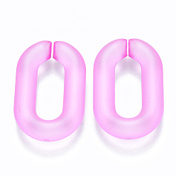 Violet Transparent Acrylic Linking Rings, Quick Link Connectors, for Cable Chains Making, Frosted, Oval, Violet, 31x19.5x5.5mm, Inner Diameter: 19.5x7.5mm