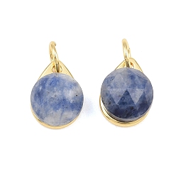 Plaqué 18K Or Véritable Pendentifs demi-ronds à facettes en sodalite naturelle, breloques en forme de larme en laiton, plaqué longue durée, sans cadmium et sans plomb, crémaillère plaquage, réel 18 k plaqué or, 11x8x6mm, Trou: 3mm