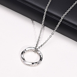 Нержавеющая Сталь Цвет Кольцо с скандинавской рунической символикой 304 подвески из нержавеющей стали для мужчин, цвет нержавеющей стали, 23.62 дюйм (60 см)