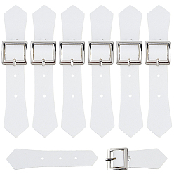 Blanc 8 Boucles à bascule cousues en cuir PU, attaches de manteau, avec boucles en alliage, blanc, 74x27x7mm