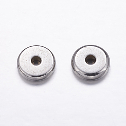 Stainless Steel Color 304 Stainless Steel Beads, Drum, Stainless Steel Color, 7x2mm, Hole: 2mm