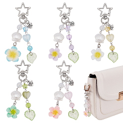 (52) Непрозрачная лаванда 5шт. подвесные украшения из искусственного жемчуга, стекла и смолы из акрила и АБС-пластика, с поворотными застежками сплава, разноцветные, 99 мм