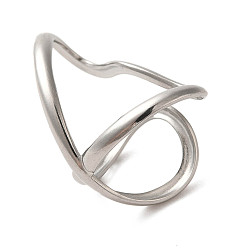 Stainless Steel Color Non-Tarnish 304 Stainless Steel Open Cuff Ring, Stainless Steel Color, Inner Diameter: 16.8mm