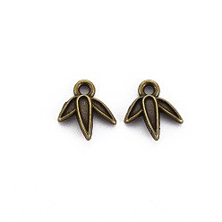 Античная Бронза Сплавочные сеттинги для кулона, тибетский стиль, без кадмия и без свинца, бамбуковых листьев, античная бронза, 11x10x2 мм, отверстие : 1.5 мм