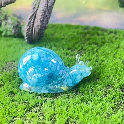 Аквамарин Фигурки улиток из смолы, с натуральными кусочками аквамарина внутри статуэток для украшения домашнего офиса, 70x30x40 мм