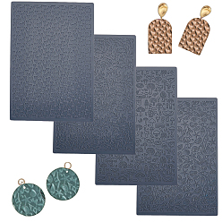 Черный Наборы биговальных пластин из полипропилена, для самостоятельного изготовления глины, прямоугольные, чёрные, 148x99x2 мм, 4 шт / комплект