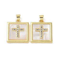 Cross Покрытие стойки латунь микропаве прозрачные подвески из кубического циркония, с оболочкой, долговечный, без свинца и без кадмия, реальный 18 k позолоченный, крестик, 21x18x2.5 мм, отверстие : 4x3 мм