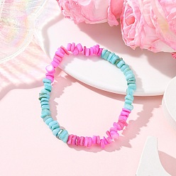 Ярко-Розовый Браслеты из натуральных окрашенных пресноводных ракушек, эластичные, для мужчин и женщин, самородки, ярко-розовый, внутренний диаметр: 2-1/8 дюйм (5.3 см)