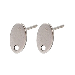 Нержавеющая Сталь Цвет 304 Выводы серьги из нержавеющей стали шпилька, овальные, цвет нержавеющей стали, 9.5x5.5 мм, отверстие : 0.5 мм, штифты : 1.4 мм