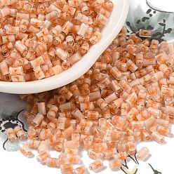 Легкий Лосось Двухцветный внутренний цвет прозрачный стеклянный бисер, колонка, светлый померанцевый, 3.5x2.5 мм, отверстие : 1.2 мм, Около 18000 шт / фунт