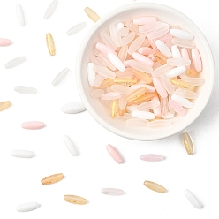 Pink 100g непрозрачные цветные стеклянные бусины, круглое отверстие, рис, розовые, 12.5x4.5 мм, отверстие : 0.9~1 мм