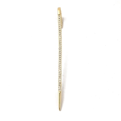 Rectangle Boucles d'oreilles en laiton pour femmes, micro pavé, zircone cubique transparente, crochet à chenilles, or, rectangle, 71x2mm, pin: 1x2 mm