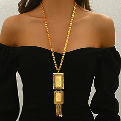 Квадрат Элегантные геометрические латунные подвески-кисточки для женщин, аксессуары для праздничных вечеринок, золотые, квадратный, 29.13 дюйм (74 см)