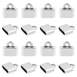 Antique Silver Tibetan Style Alloy Cord Ends, End Caps, Cadmium Free & Lead Free, Rectangle, Antique Silver, 12.5x11.5x4.5mm, Hole: 2.5mm, Inner: 2.5x10mm, 50pcs/box