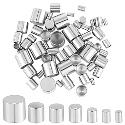 Нержавеющая Сталь Цвет 70шт. 7 варианты наконечников шнура из нержавеющей стали, Торцевые крышки, колонка, цвет нержавеющей стали, 5.5~10x2.5~8 мм, внутренний диаметр: 2~10 мм, 10 шт / стиль