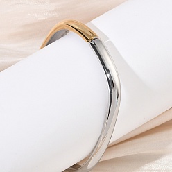 Золотой & Цвет Нержавеющей Стали 304 шарнирные браслеты из нержавеющей стали, широкие браслеты для женщин, золотые и нержавеющая сталь цвет, 3/8 дюйм (0.85 см), внутренний диаметр: 2-3/8x2-1/8 дюйм (6.05x5.35 см)