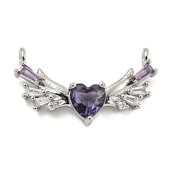 Индиго Латунные микро проложить кубический цирконий подвеска, крылья, индиговые, 15x24.5x4.5 мм, отверстие : 1.5 мм