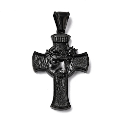 Черный 304 подвески из нержавеющей стали, ионное покрытие (ip), крестик, инри джесус, чёрные, 38x26x5 мм, отверстие : 4x9 мм