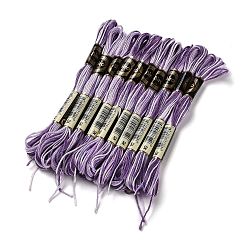 Medium Purple 10 Skeins 6-Ply Polyester Embroidery Floss, Cross Stitch Threads, Segment Dyed, Medium Purple, 0.5mm, about 8.75 Yards(8m)/skein