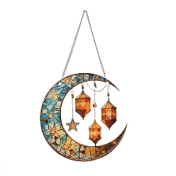 Луна Подвески-ловцы солнца из окрашенного акрила и железа, настенные украшения, для украшения сада и окон, луна, 340 мм