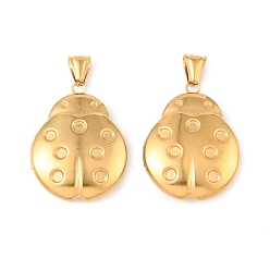 Real 20K Gold Plated 316 подвески из нержавеющей стали Locket, очарование божьей коровки, с 304 защелкой из нержавеющей стали на поручнях, долговечный, ионное покрытие (ip), реальный 20 k позолоченный, 37.5x28.5x7.5 мм, отверстие : 7.5x3.5 мм, внутренний диаметр: 25x21 мм