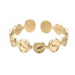 Золотой 304 плоская круглая открытая манжета из нержавеющей стали, массивное кольцо для женщин, золотые, размер США 7 (17.3 мм)