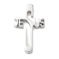 Нержавеющая Сталь Цвет Пасхальные 304 кулоны из нержавеющей стали, амулеты в виде креста Иисуса, цвет нержавеющей стали, 32.5x20x4.5 мм, отверстие : 3.5 мм