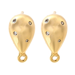 Прозрачный Серьги-гвоздики из латуни с микропаве из кубического циркония в форме капли, долговечный, реальный 18 k позолоченный, прозрачные, 12.5x6.5 мм, отверстие : 1 мм, штифты : 0.8x10.5 мм