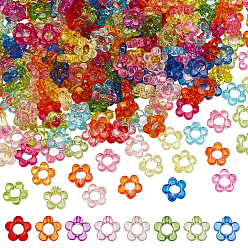 (52) Непрозрачная лаванда 300шт. прозрачная акриловая рамка из бусин, цветок, разноцветные, 13x13x4 мм, отверстие : 2.5 мм, внутренней меры: 5 мм
