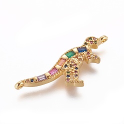 Золотой Латунные микро проложить кубических ссылки циркония, динозавр, красочный, золотые, 11.5x31.5x3 мм, отверстие : 1 мм