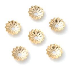 Золотой 304 из нержавеющей стали шарик крышки, мульти-лепесток, цветок, золотые, 5.7x1.4 мм, отверстие : 1.2 мм