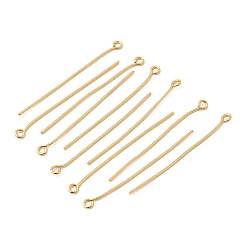 Chapado en Oro Real 18K Pasadores de latón Shegrace, sin cadmio y níque y plomo, larga duración plateado, real 18 k chapado en oro, 39.5~40x0.7 mm, agujero: 1.5 mm, sobre 125 unidades / bolsa
