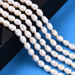 Creamy White Natural Cultured Freshwater Pearl Beads Strands, Rice, Creamy White, 5.5~7x4.5mm, Hole: 0.6mm, about 55 pcs/strand, 13.58 inch (34.5cm)