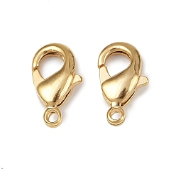 Настоящее золото 24K Карабин-лобстеры, латунные, без кадмия и без свинца, реальный 24 k позолоченный, 9.5x6x2.6 мм, отверстие : 1 мм