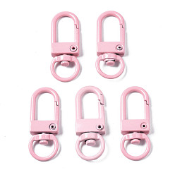 Pink Из экологически чистого сплава, окрашенного распылением, поворотные карабины с карабинами, без кадмия, без никеля и без свинца, розовые, 33.5x12.5x5 мм, отверстие : 5x9 мм