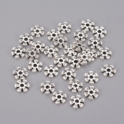 Античное Серебро Бусины разделители из сплава , цветок, античное серебро, 8x2 мм, отверстие : 1.6 мм