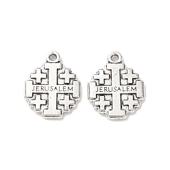 Античное Серебро Сплавочные подвески тибетского стиля, амулеты с иерусалимским крестом, античное серебро, 18.5x15x2 мм, отверстие : 1.6 мм