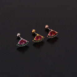 Нержавеющая Сталь Цвет Арбуз латунные серьги с микропаве из кубического циркония для женщин, 316l штифты из нержавеющей стали, цвет нержавеющей стали, 6 мм, штифты : 0.8 мм